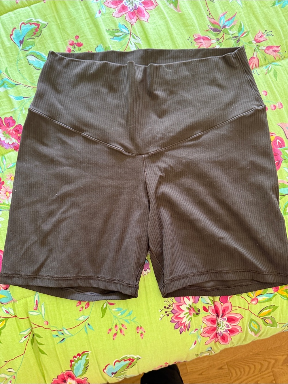 Offline by aerie Ribbed High-Waist Bike Shorts in Dark Brown